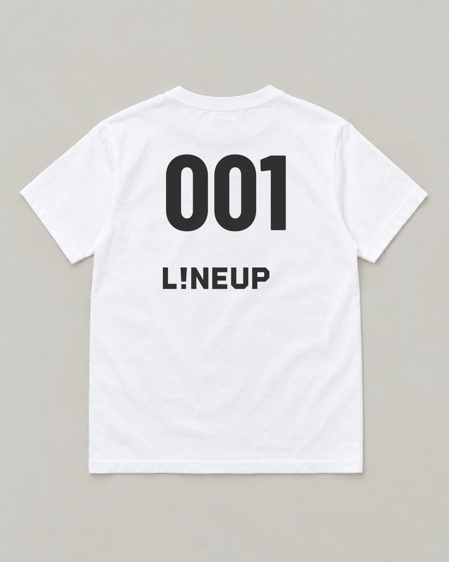 001 Tee in white, back, ink print